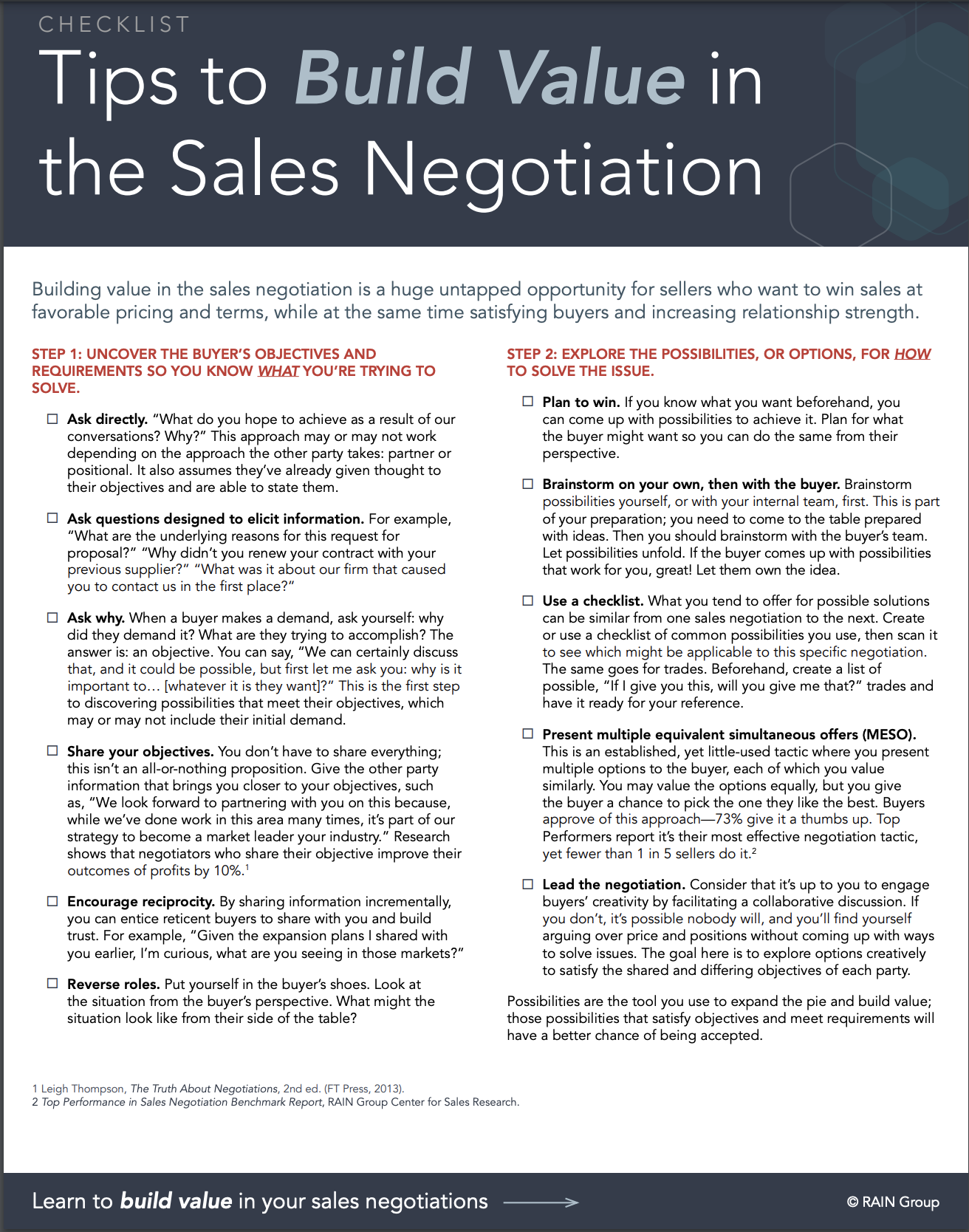 [Checklist] Tips To Build Value In Sales Negotiations